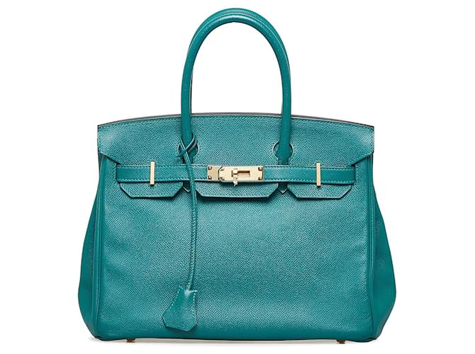 Birkin Hermès HERMES Handbags Green Leather  ref.1258845