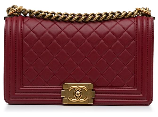 CHANEL Handbags Boy Red Leather  ref.1258848