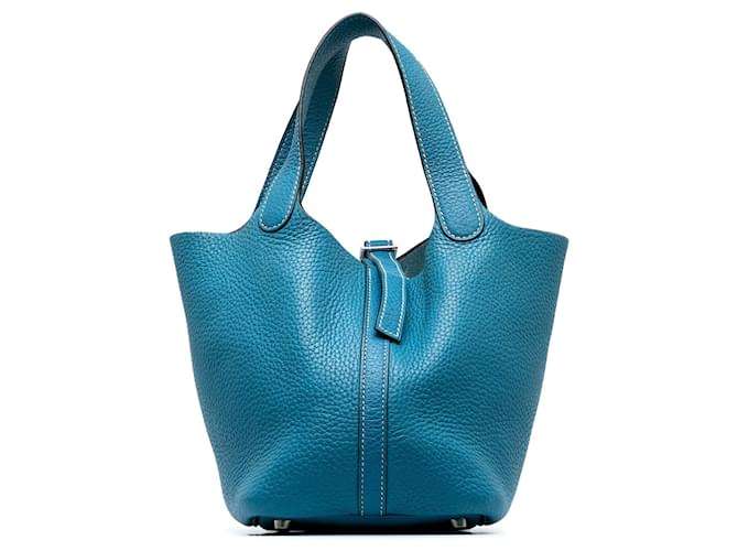 Picotin Hermès HERMES Handbags Blue Leather  ref.1258863