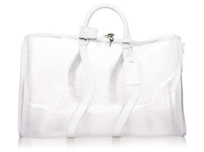 Keepall LOUIS VUITTON Travel bags White Leather  ref.1258926