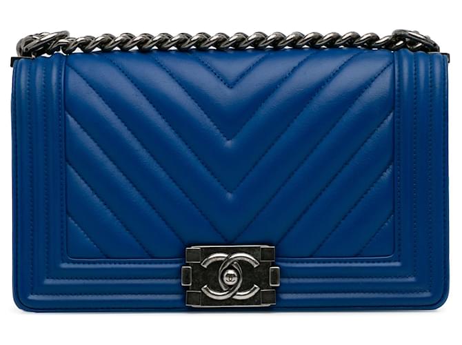 Boy CHANEL Handbags Blue Leather  ref.1258989