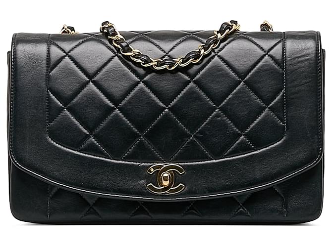 Diana CHANEL Handbags Black Leather  ref.1259002
