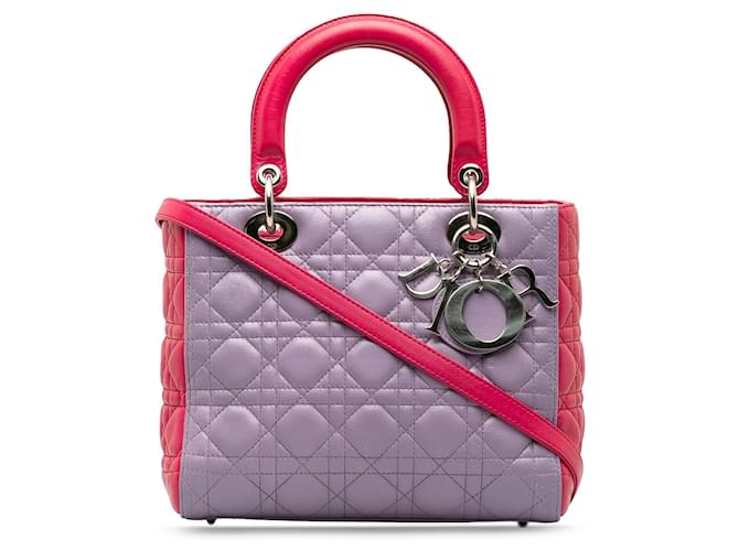 Lady Dior DIOR Handbags Purple Leather  ref.1259007