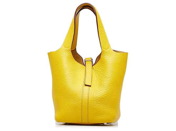 Picotin Hermès HERMES Handbags Yellow Leather  ref.1259013