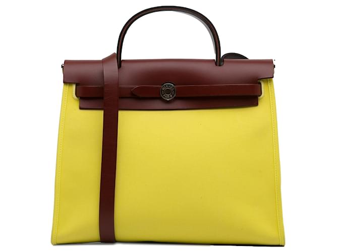 Herbag Hermès HERMES Handbags Yellow Leather  ref.1259042
