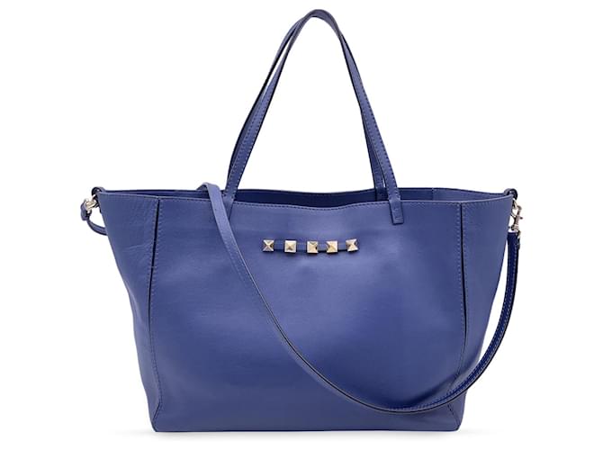 Valentino Garavani Tote Bag Rockstud Blue Leather  ref.1259235