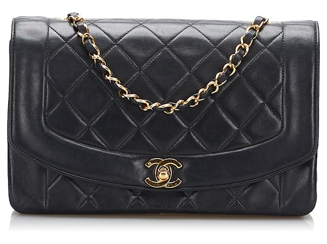 Diana CHANEL Handbags Timeless/classique Black Leather  ref.1259262