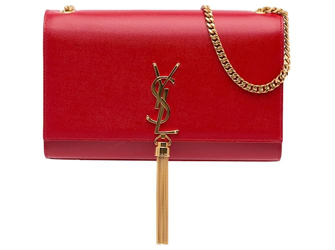 SAINT LAURENT Handbags Pompom Kate Red Leather  ref.1259264