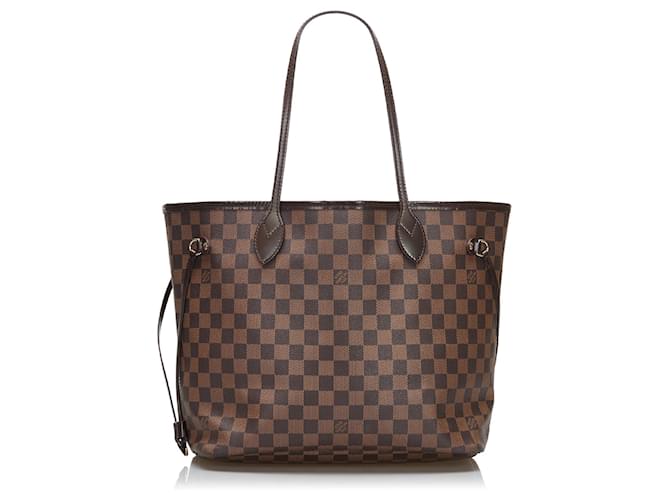 Neverfull LOUIS VUITTON Handbags Brown Linen  ref.1259279