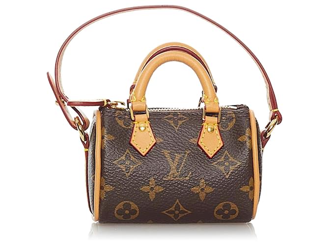 Speedy LOUIS VUITTON Bag charms Brown Cloth  ref.1259308