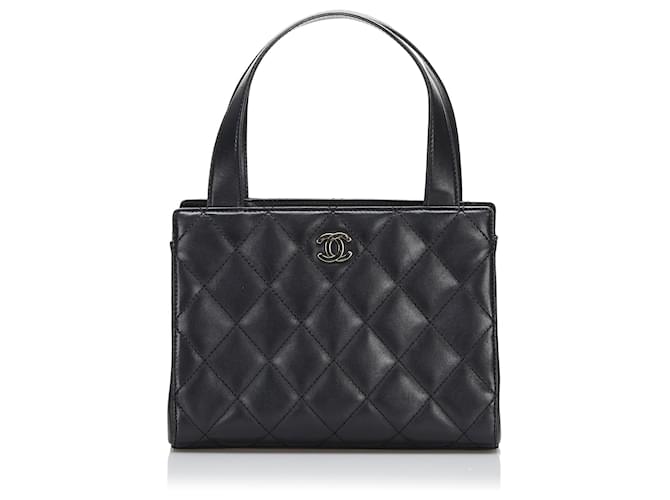 CHANEL Handbags Classic CC Shopping Black Linen  ref.1259311