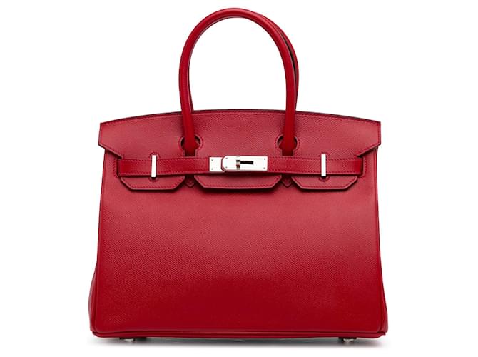 Birkin Hermès HERMES Handbags Red Leather  ref.1259390