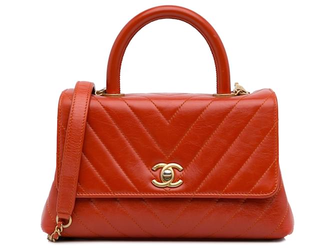 Coco Handle CHANEL Handbags Red Leather  ref.1259393