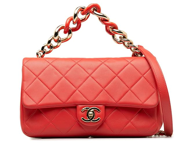 CHANEL Handbags Timeless/classique Red Leather  ref.1259406