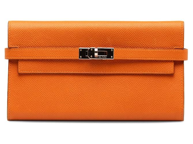 Kelly Hermès Hermes-Geldbörsen Orange Leder  ref.1259410