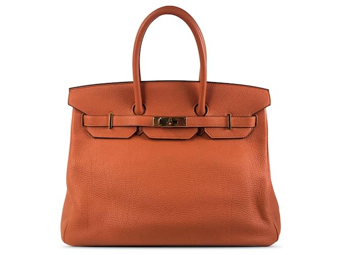 Birkin Hermès HERMES Handtaschen Orange Leder  ref.1259452