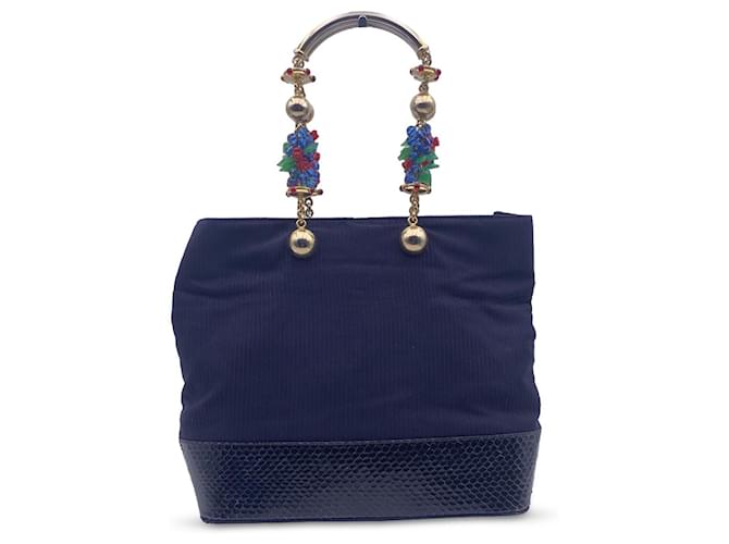 Gianni Versace Tote Bag Vintage Andy Warhol Blue Cloth  ref.1259482