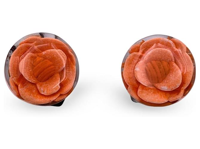 Boucles d'oreilles Chanel Plastique Orange  ref.1259501