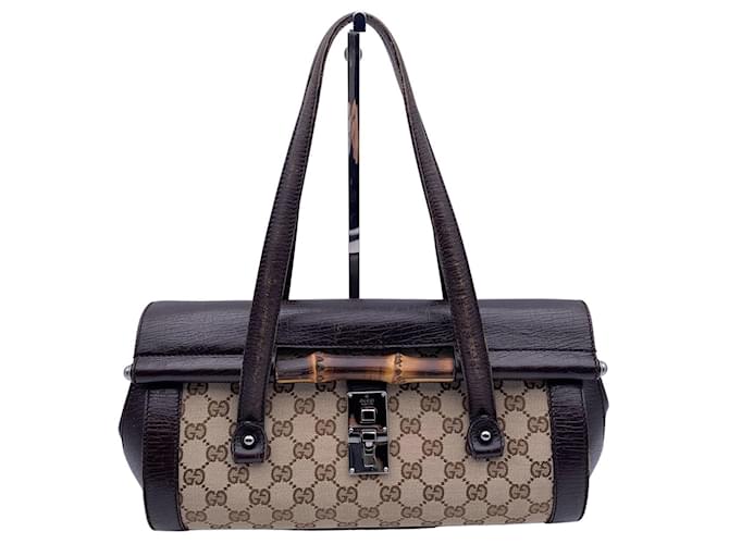 Gucci Shoulder Bag Bamboo Bullet Brown Cloth  ref.1259594