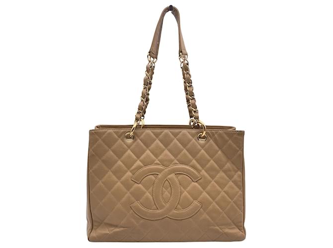 Chanel Tote Bag Grand shopping Beige Leather  ref.1259597