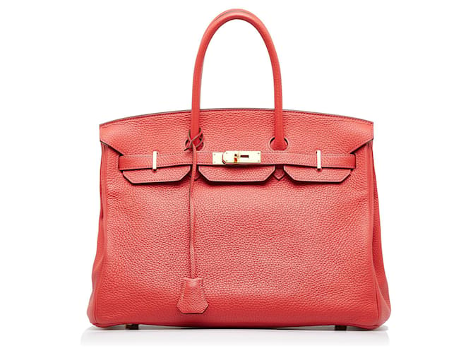 Birkin Hermès HERMES Handbags Red Leather  ref.1259609