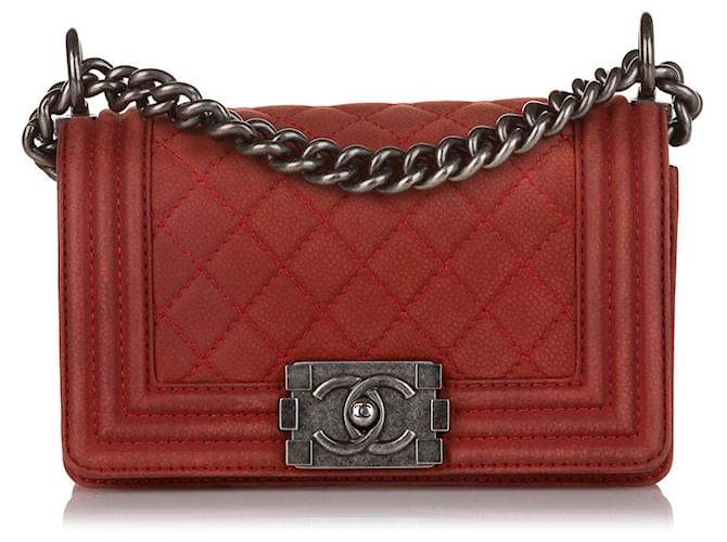 CHANEL Handbags Boy Red Leather  ref.1259611