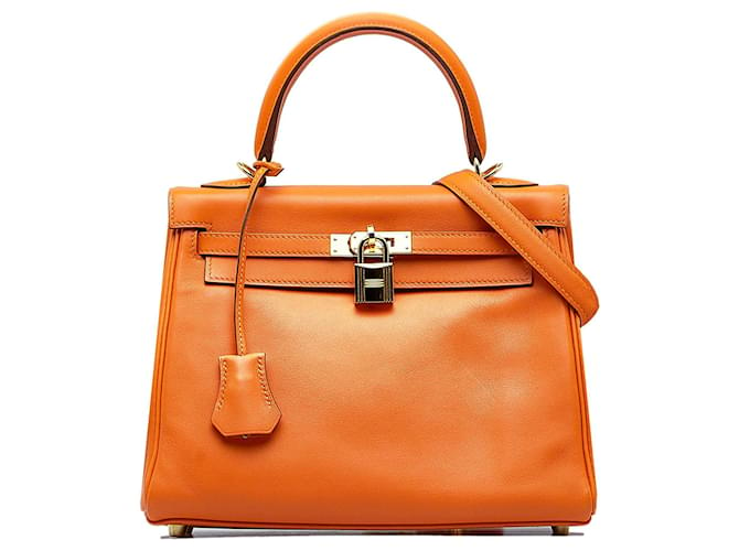 Hermès HERMES Handbags Kelly 25 Orange Leather  ref.1259626