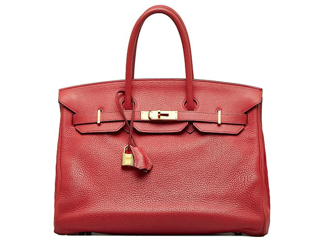 Birkin Hermès HERMES Handbags Red Leather  ref.1259627