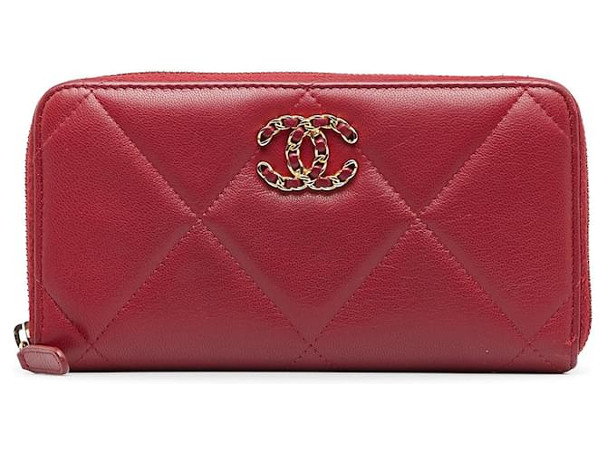 CHANEL Wallets Red Leather  ref.1259641