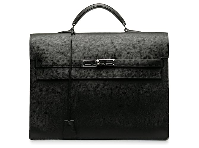 Hermès HERMES Handbags Kelly Depeches Black Leather  ref.1259651