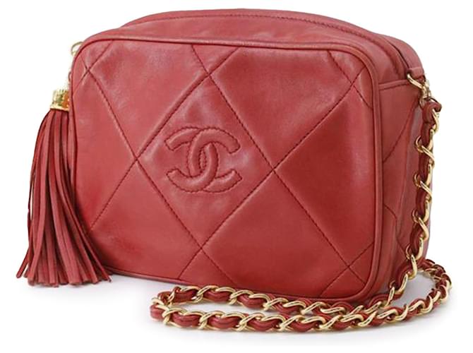 CHANEL Handbags Camera Red Leather  ref.1259658