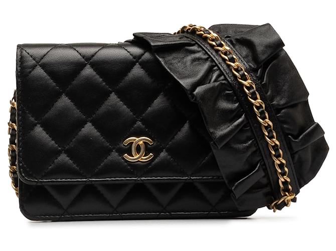 CHANEL Handbags Wallet On Chain Timeless/classique Black Leather  ref.1259662