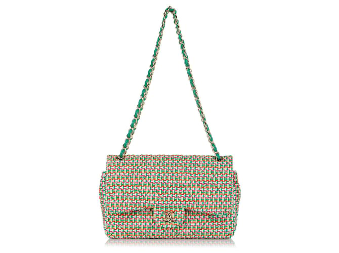 CHANEL Handbags Timeless/classique Green Tweed  ref.1259664