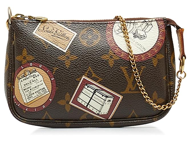 LOUIS VUITTON Handbags Pochette Accessoire Brown Linen  ref.1259668