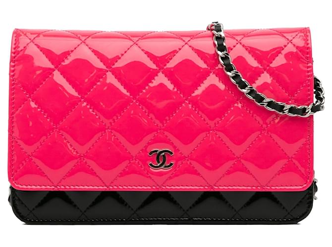 Wallet On Chain CHANEL Handtaschen Pink Leder  ref.1259700