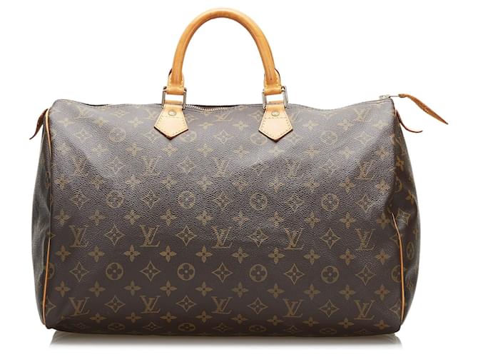 Speedy LOUIS VUITTON Handbags Brown Cloth  ref.1259724