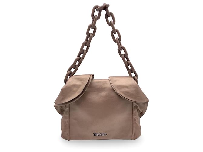 PRADA shoulder bag Golden Leather  ref.1259798
