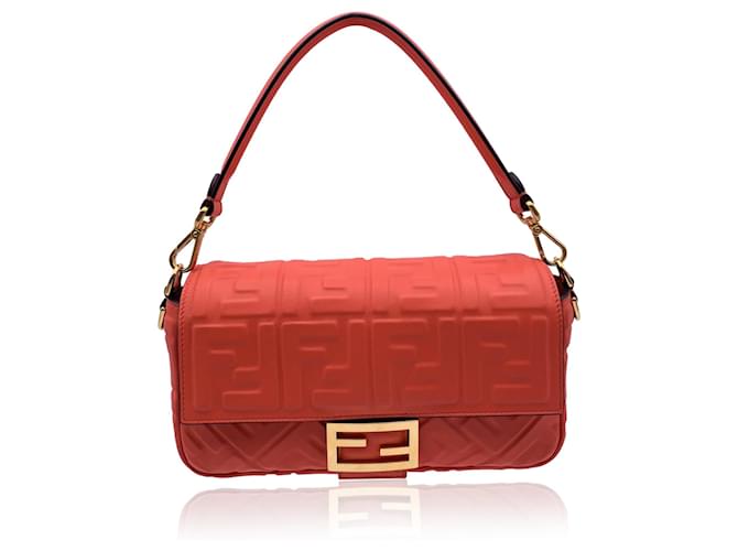Fendi Shoulder Bag Baguette Orange Leather  ref.1259812
