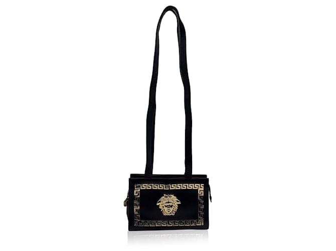 Gianni Versace Shoulder Bag Vintage Medusa Black Leather  ref.1259841
