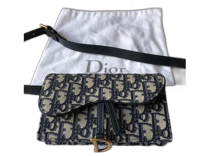 Dior Saddle Gürteltasche blau Oblique Jacquard