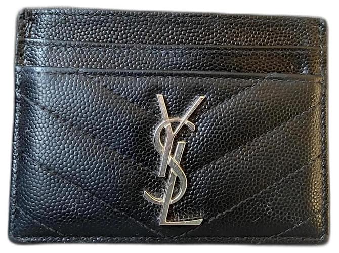 Saint Laurent Étui à cartes monogramme Cuir Noir  ref.1259894