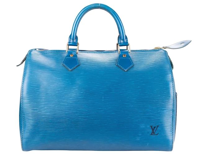 Louis Vuitton Speedy de cuero Epi azul 30 Bolso  ref.1259958