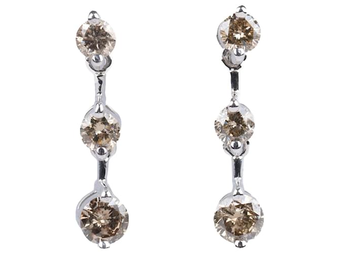 Autre Marque White Gold Earrings with Natural Diamonds Brown  ref.1259976