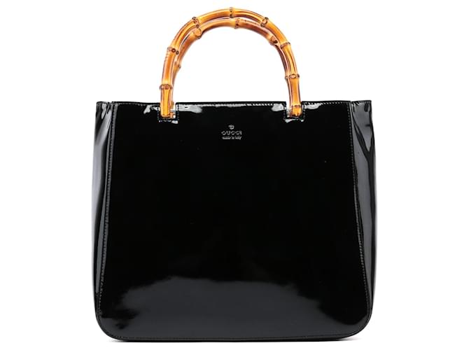 GUCCI Totes Patent leather Black Bamboo  ref.1259987
