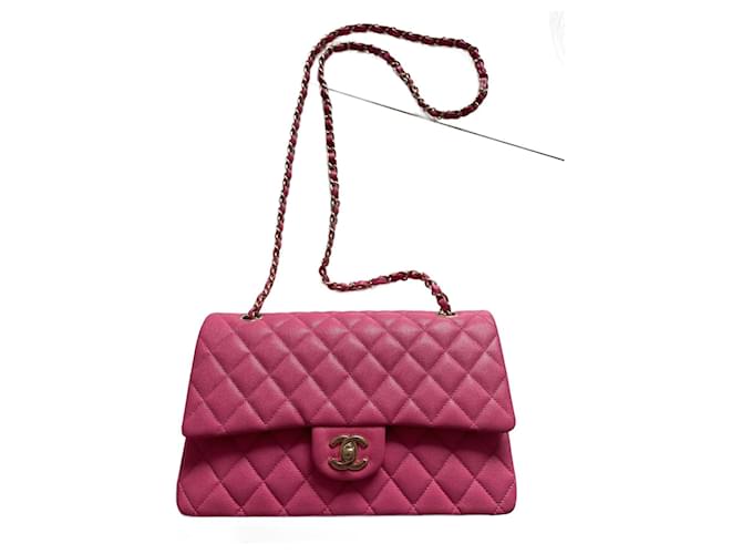 Chanel Timeless double flap Pink Leather  ref.1260013