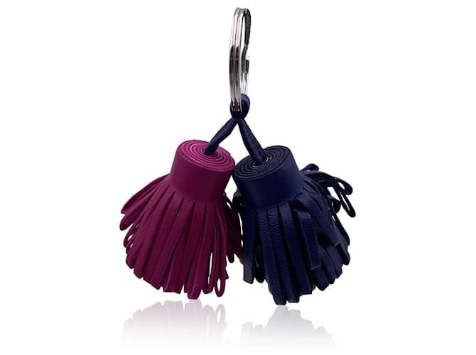 Hermès Hermes Blue and Purple Leather Carmen Uno-Dos Key Ring Multiple colors  ref.1260061