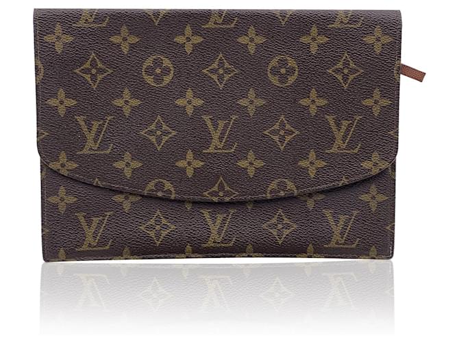 Louis Vuitton Vintage Monogram Canvas Pochette Rabat Clutch Bag Brown Cloth  ref.1260071