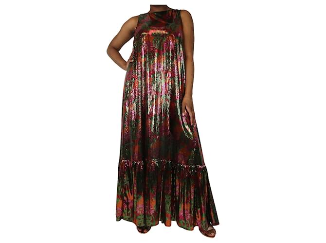 Autre Marque Multicoloured sleeveless floral sequin dress - size L Multiple colors Polyester  ref.1260117
