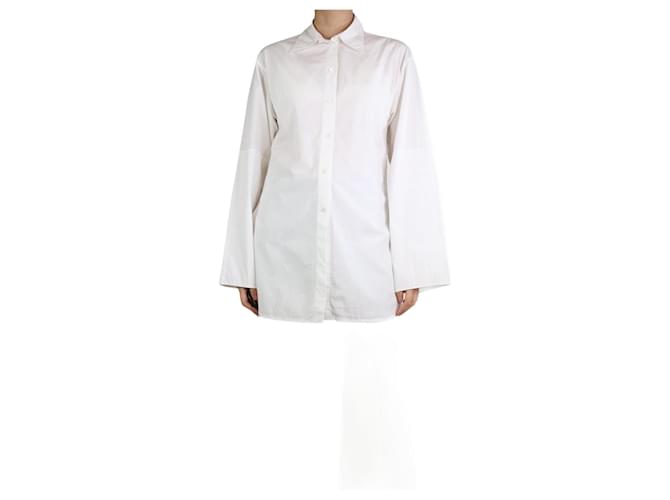 Céline White long button-up shirt - size UK 8 Cotton  ref.1260130
