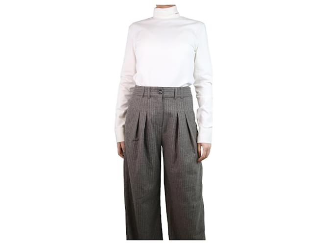 Calvin Klein Jersey de cuello alto de algodón bordado color crema - talla L Crudo  ref.1260143